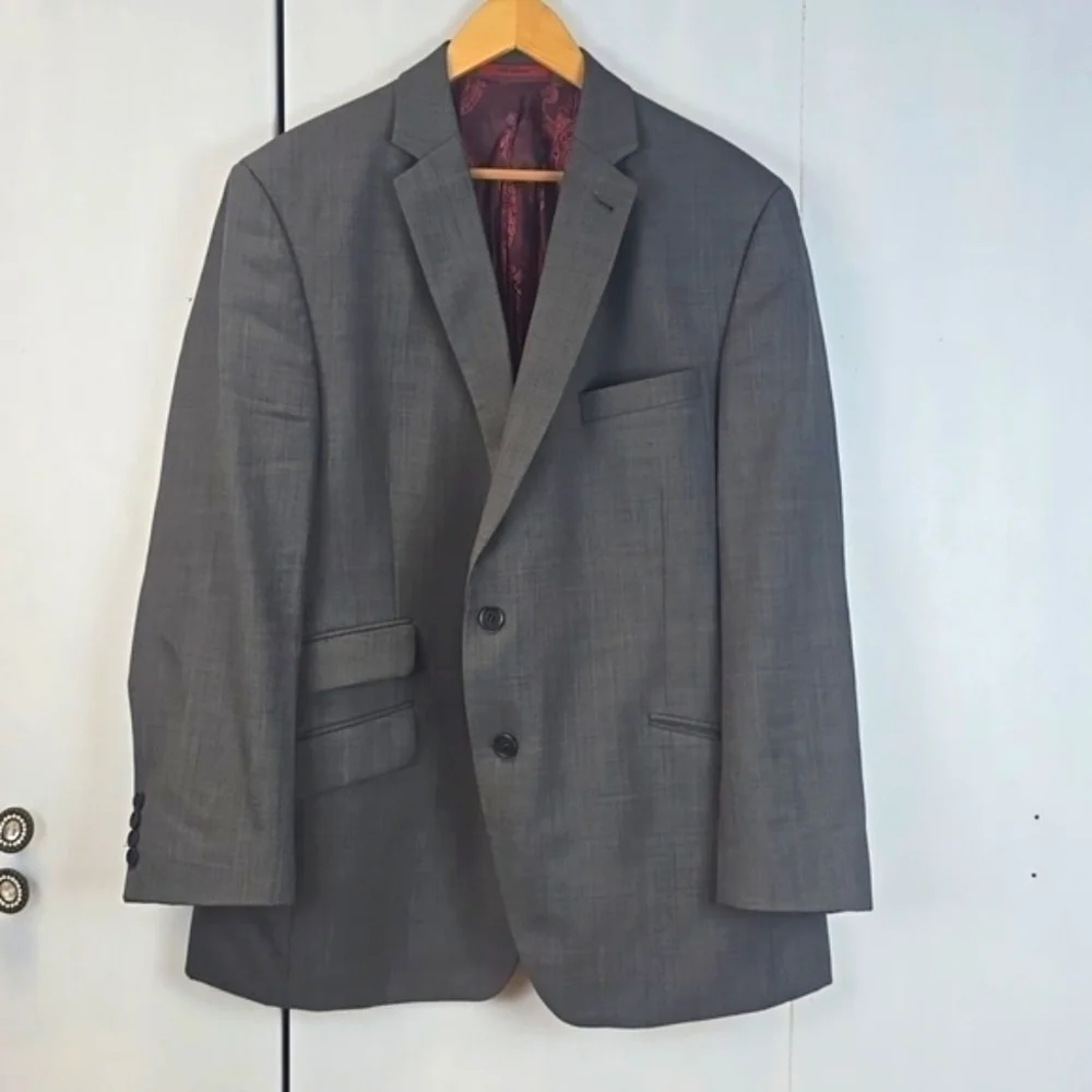 Ted Baker| Mens Gray Suit Coat/Jacket Endurance Wool Neutral Preppy Sz.46R - Picture 2 of 13